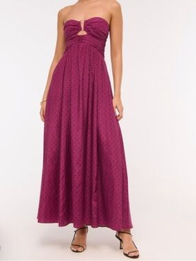 Abercrombie & Fitch Strapless Hardware Cutout Maxi Dress in Magenta